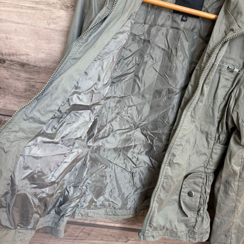 Therapy Lane Crawford L Army Green Utility Jacket Zip Front Lightweight Collared - Picture 8 of 9